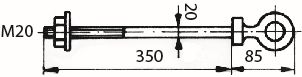 Ringschraube M20x350mm mit Anschlag mit Mutter / ohne Platten Best.Nr.
