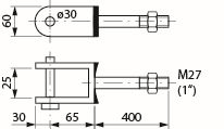 Mastverankerung gerade M27x400mm mit Mutter /ohne Platte für Anker an Hol