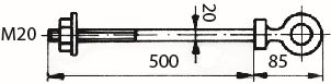 Ringschraube M20x500mm mit Anschlag mit Mutter / ohne Platten Best.Nr.