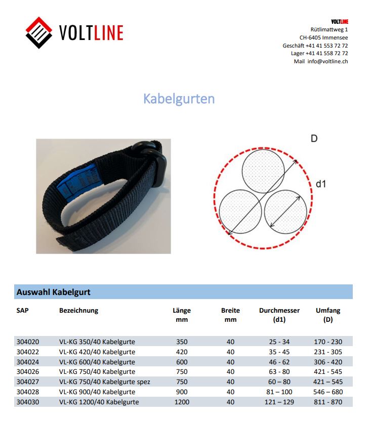 Kabelgurt Brifix Länge 750mm VL-KG 750/40